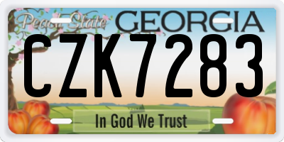 GA license plate CZK7283