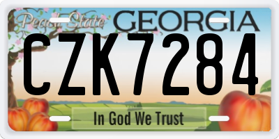 GA license plate CZK7284