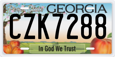 GA license plate CZK7288