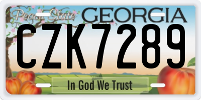 GA license plate CZK7289