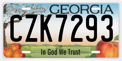 GA license plate CZK7293