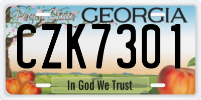 GA license plate CZK7301