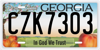 GA license plate CZK7303
