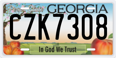 GA license plate CZK7308