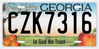 GA license plate CZK7316