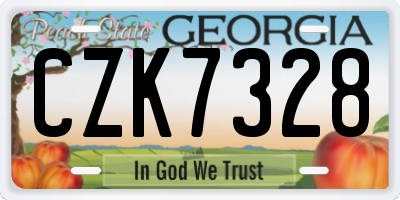 GA license plate CZK7328