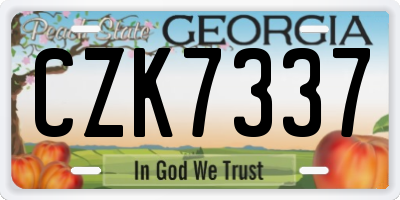 GA license plate CZK7337