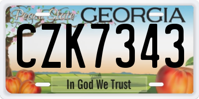 GA license plate CZK7343