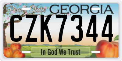 GA license plate CZK7344