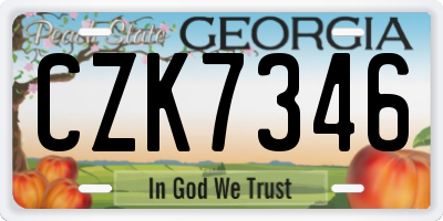 GA license plate CZK7346