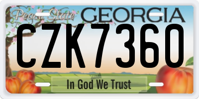 GA license plate CZK7360