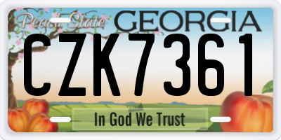 GA license plate CZK7361