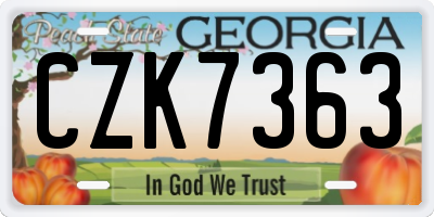 GA license plate CZK7363