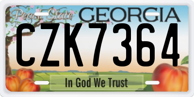 GA license plate CZK7364