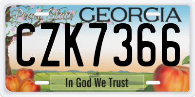 GA license plate CZK7366