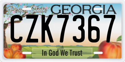 GA license plate CZK7367