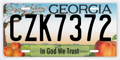 GA license plate CZK7372