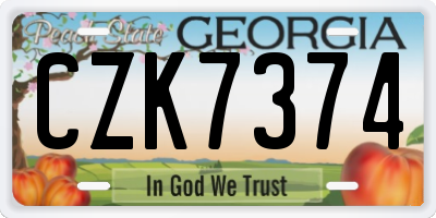 GA license plate CZK7374