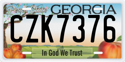 GA license plate CZK7376