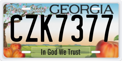 GA license plate CZK7377