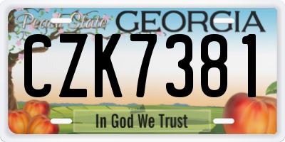 GA license plate CZK7381
