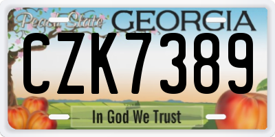 GA license plate CZK7389
