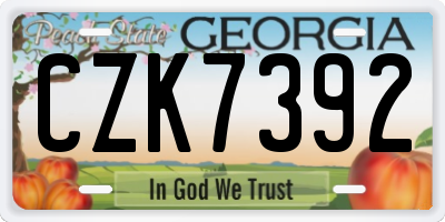 GA license plate CZK7392