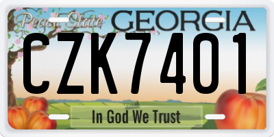 GA license plate CZK7401