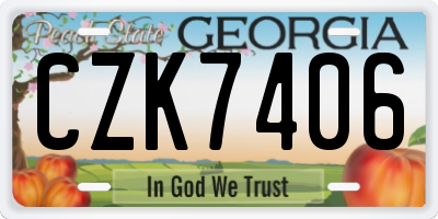 GA license plate CZK7406