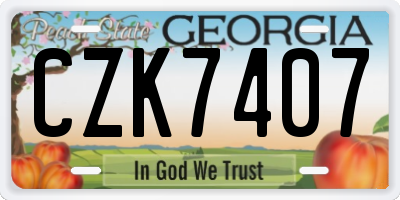 GA license plate CZK7407