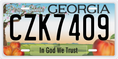 GA license plate CZK7409