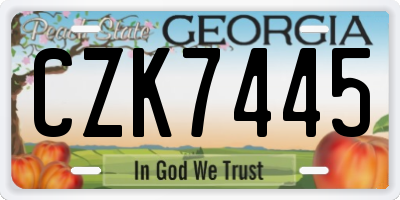 GA license plate CZK7445