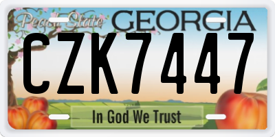 GA license plate CZK7447