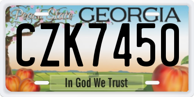 GA license plate CZK7450