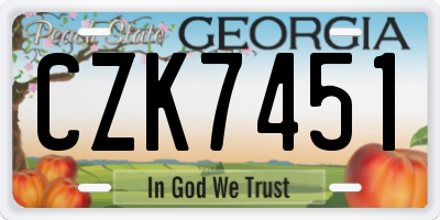 GA license plate CZK7451