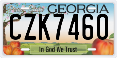 GA license plate CZK7460