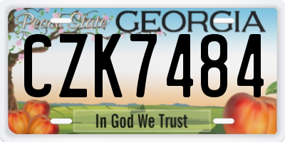 GA license plate CZK7484