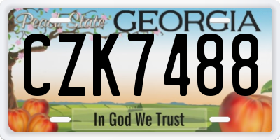 GA license plate CZK7488