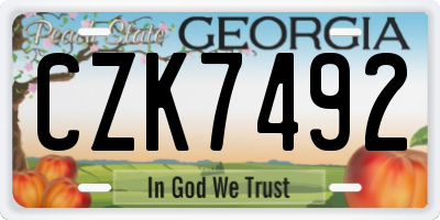 GA license plate CZK7492