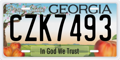 GA license plate CZK7493