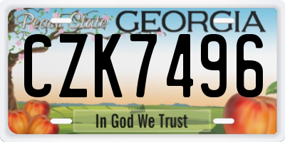 GA license plate CZK7496