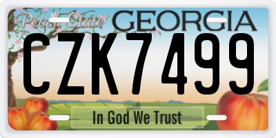 GA license plate CZK7499