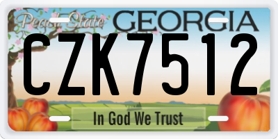 GA license plate CZK7512