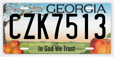 GA license plate CZK7513