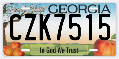 GA license plate CZK7515