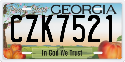 GA license plate CZK7521