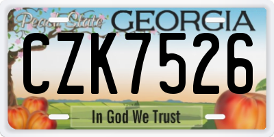 GA license plate CZK7526