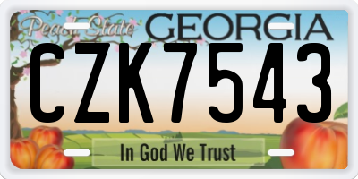 GA license plate CZK7543