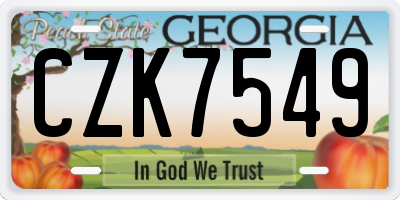 GA license plate CZK7549