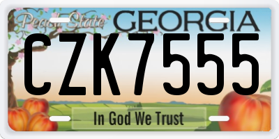 GA license plate CZK7555